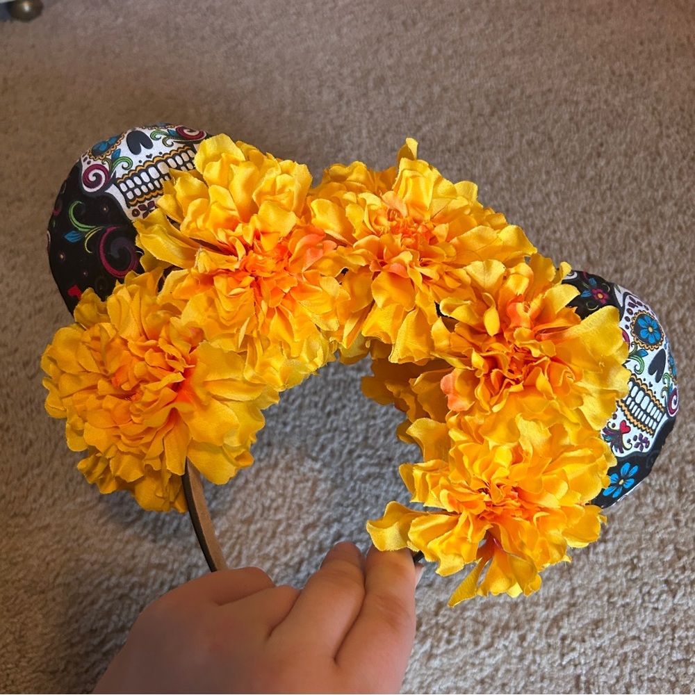 Black Sugar Skull Dia de Los Muertos Mickey Ears